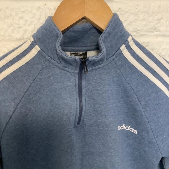 Adidas Quarter Zip Sweatshirt - Size L - Blue & White - P2P 21” - Picture 9 of 11